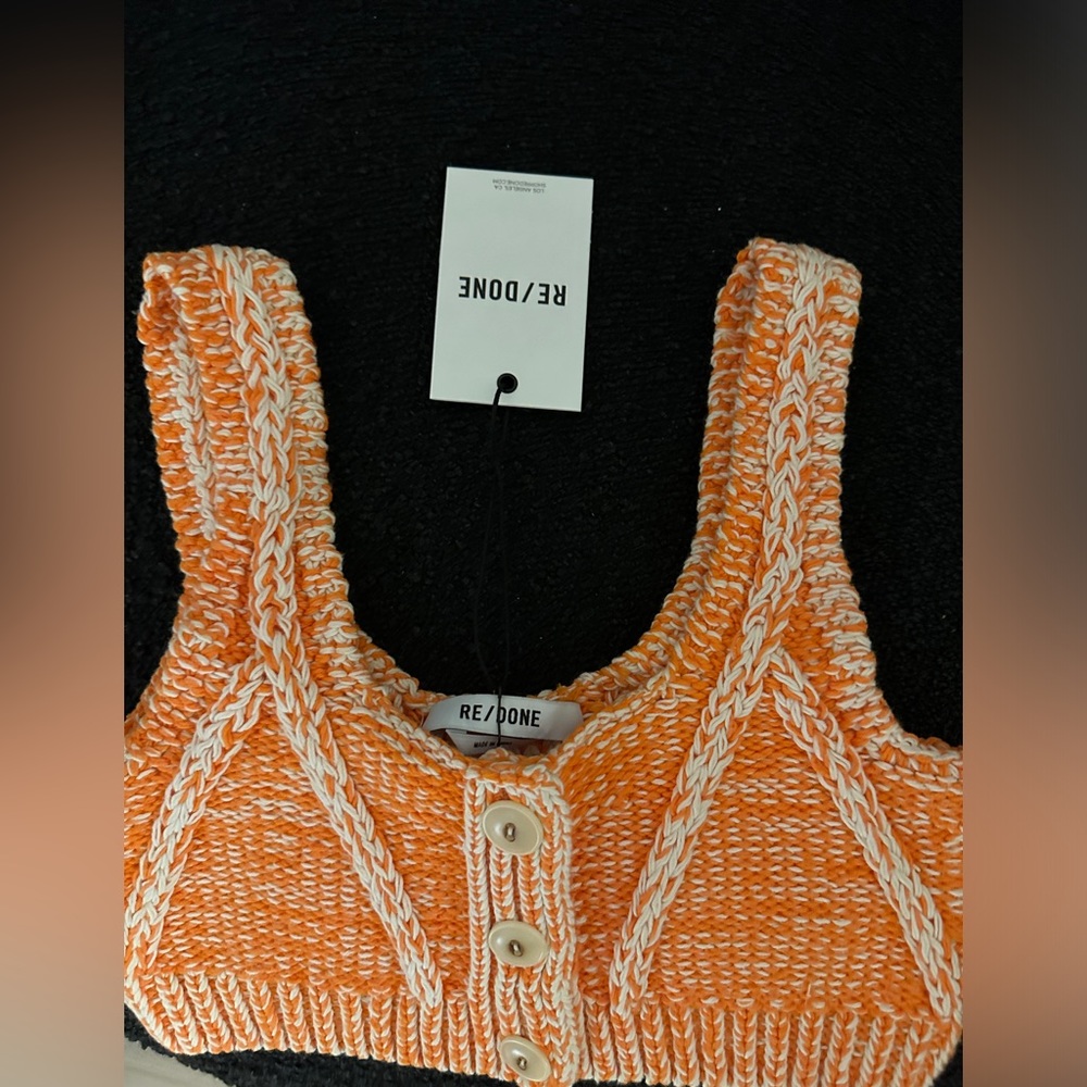 NWT Re/Done orange knit sweater bra top
